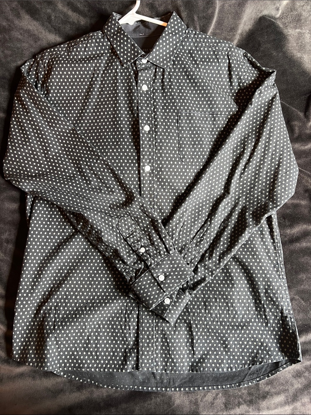 Men's Black Polka Dot Button-Up Shirt Cotton